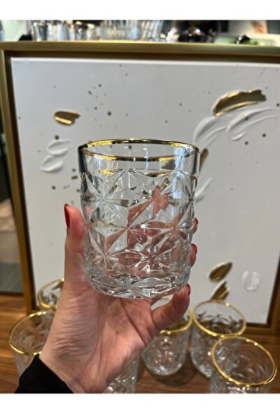 P&ORA PREMIUM KITCHEN PRODUCTS Estrella Gold Gilded 4-Piece Water Glass Set