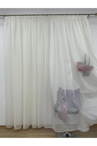 Liz Line Mechanically embroidered curtain, ivory color, 350x245cm, from the R...