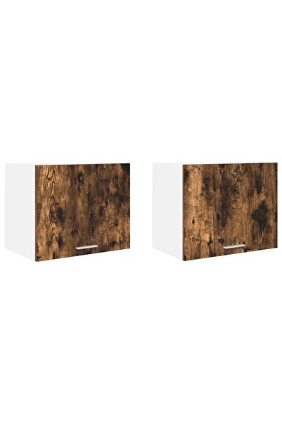 vidaxl Wall cabinet 2 pcs Smoked oak and white 50 x 31 x 40 cm