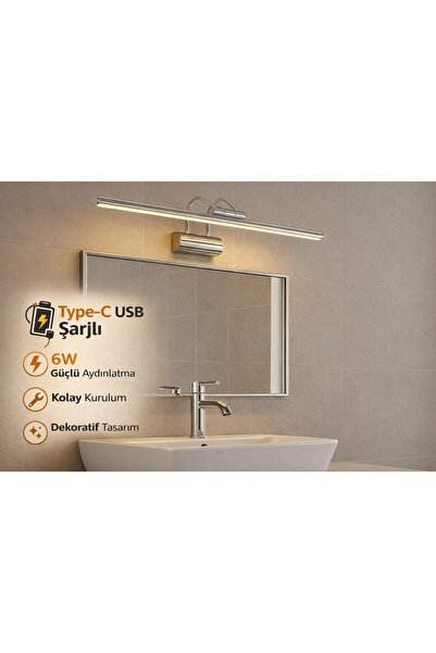 FK LİGHTİNG 35CM / USB Sarjlı Resim / Tablo / Ayna Üstü / Banyo / Ledli Aplik...