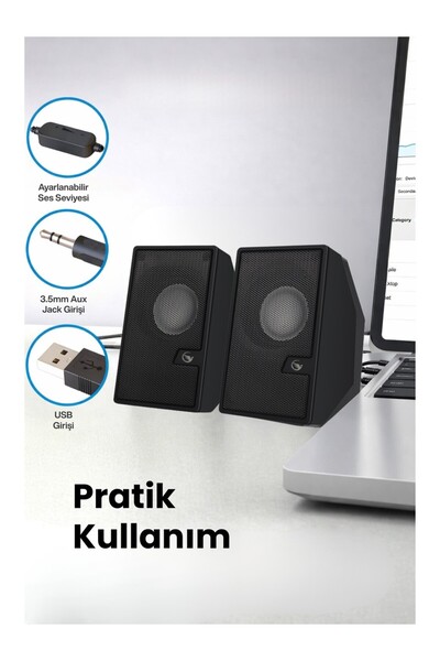 KRL 2’li Tak Çalıştır USB Bilgisayar Hoparlörü – Güçlü Ses, Kompakt Tasarım, ...