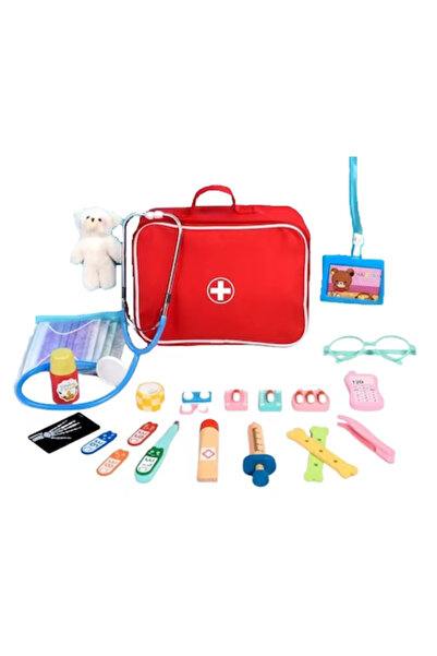 Stuniko ® Trusa medicala pentru copii, Set 28 accesorii din lemn, plastic si ...