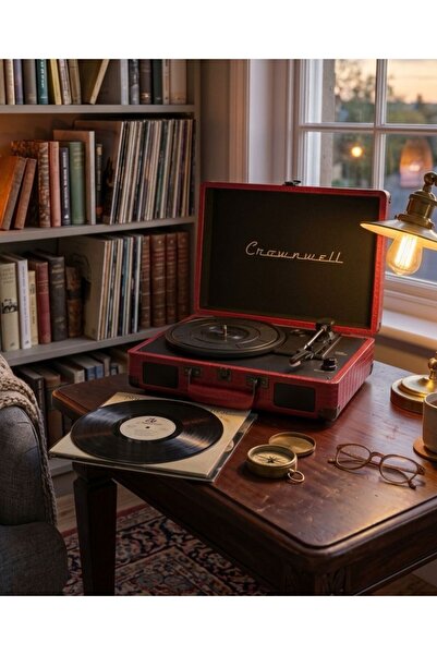 TB Crown Well Turntable Suitcase CR Series Çantalı Pikap (Kırmızı)
