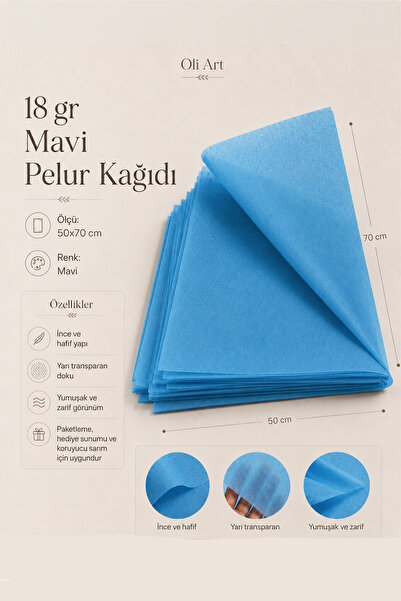 OLİ Art Blue Wrapping Paper 50X70 cm 25 Pcs Thin Semi-Transparent Gift Wrappi...