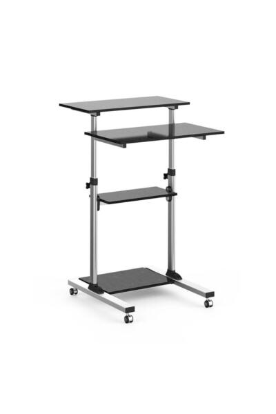 Techly ICA-TBTPM-3 Mobile Notebook Desk, Steel, Black/Silver