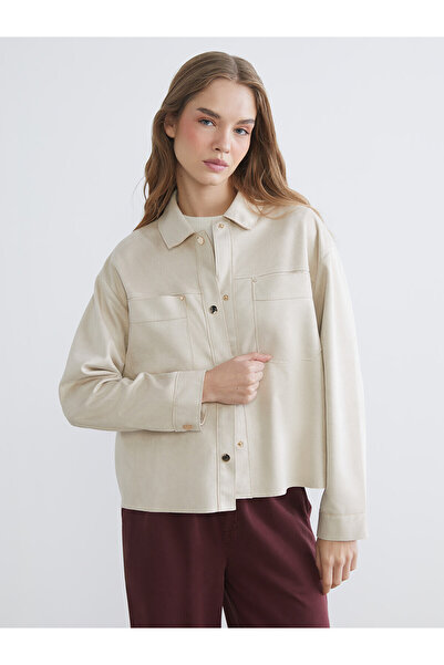 LC Waikiki Nevavm Oversize Suede-Look Women's Shirt with a Difference