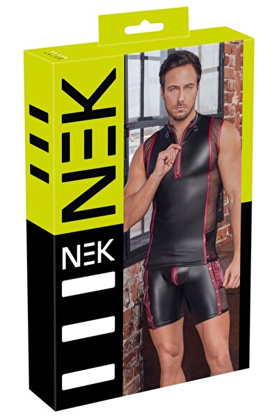 NEK Men's Lingerie – Men's Shirt S Schwarz/Rot, S – Cool matte look in 2 colours