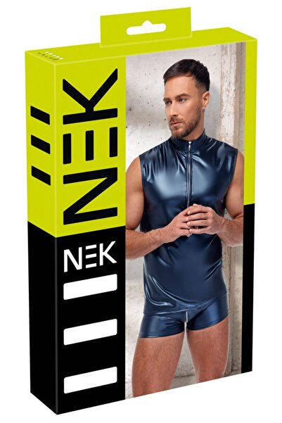 NEK Men's Lingerie – Men's Shirt blue L L – Zip at the front