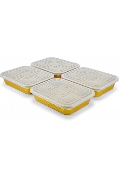 Sunny Your Bright choice Sunny Aluminum Foil Container with Lid 930ml (Pack of 4) - Heavy Duty Disposable Gold Food Storage Box