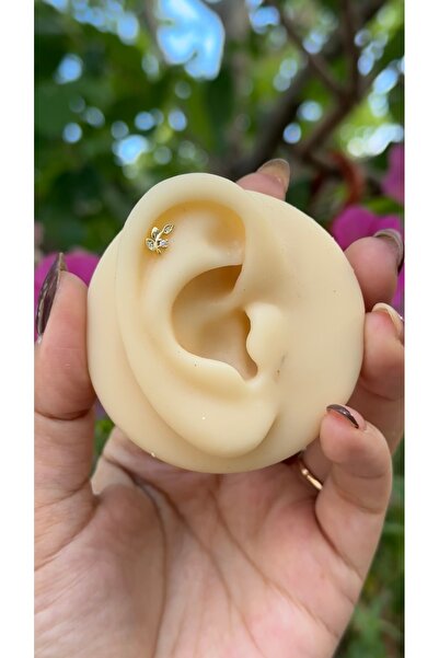 ZARİN JEWELS Yaprak Detaylı Cerrahi Çelik Helix/Tragus/Conch Uyumlu Piercing