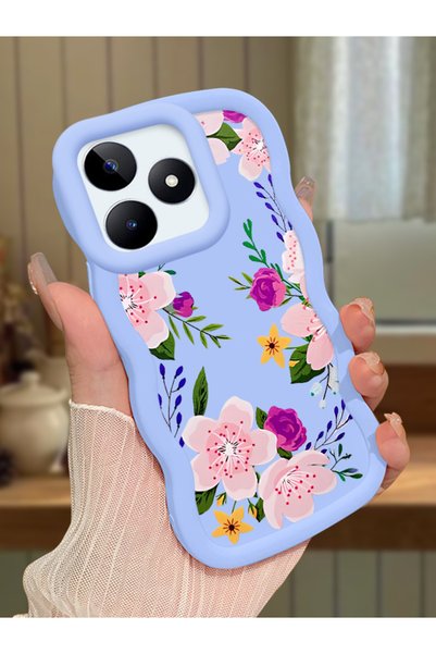 Hontinga Realme C53 Compatible Case Camera Protector Blue Silicone Couple Pho...