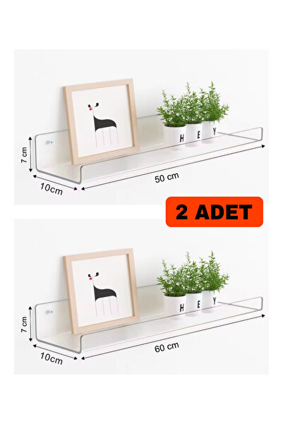 DKM Protect Şeffaf Pleksi Raf 50x10cm & 60x10cm Takı Oje Baharatlık Düzenleyi...