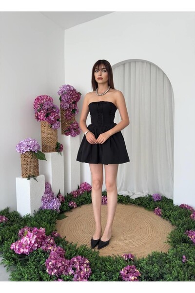 Caddebostan Moda Lace Detailed Strapless Mini Dress, Corset Model Graduation ...