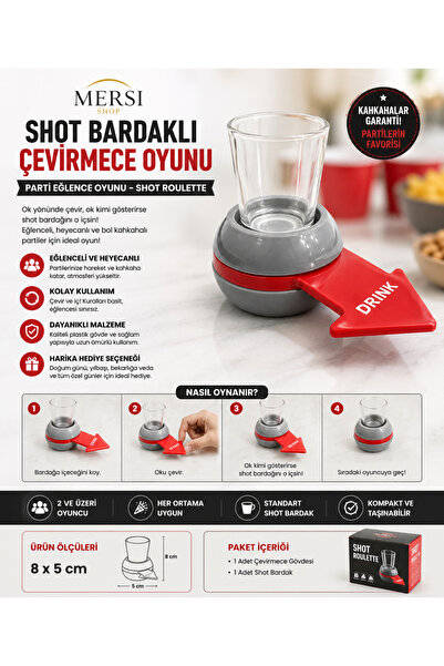 Mersi SHOP Shot Bardaklı Çevirmece Oyunu Parti Eğlence Oyunu Shot Roulette