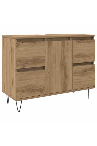 vidaxl Handcrafted oak bathroom cabinet, 80x33x60 cm, processed wood