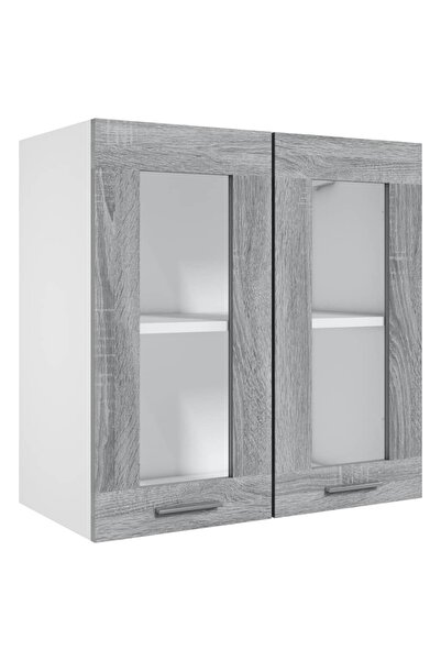 vidaxl “Lyon” hanging glass cabinet, sonoma gray, 60x31x60 cm, wood