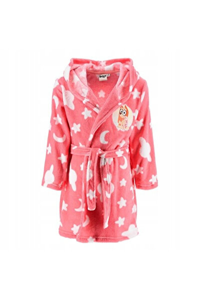 bluey Halat de baie pentru fete, cu glugă din fleece coral, roz
