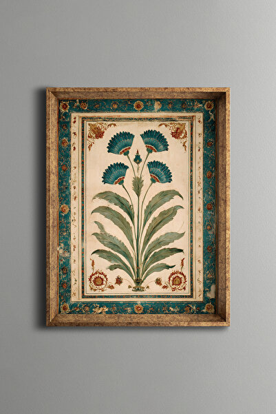 epiqart Turquoise Floral Pattern - Vintage Patterned Frame - Slim Model