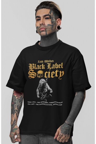 SEVBANO Tricou oversize unisex cu imprimeu Black Label Society Rock Metal Mus...