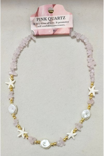 Sualp Zenraaksesuar Pink Quartz Natural Stone Pendant Is a Love Stone with a Nautical Theme.