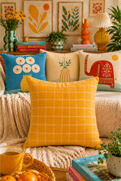 SasoHome Retro Boho Fil & Vazo Kırlent Kılıfı Dijital Baskılı Salon Koltuk Ya...