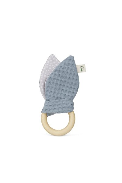 Grünspecht Organic toy with wooden attachment ring and textile ears, petrol g...