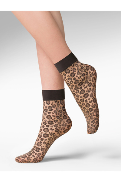 sosetaria Beige socks with Animal Print Gabriella 684 Caty 30 den