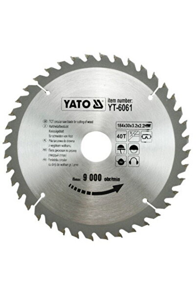 yato Disc cu placute vidia pentru lemn 184mm, YT-6061, 40 dinti