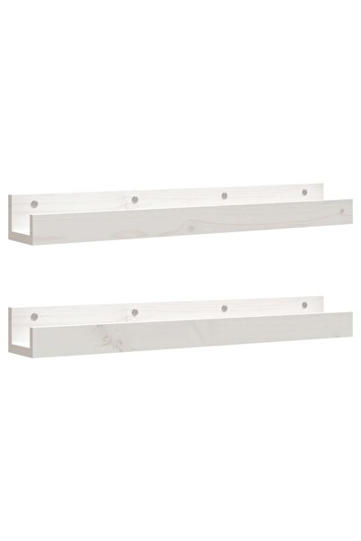 vidaxl Rafturi de perete, 2 buc., alb, 80x12x9 cm, lemn masiv de pin