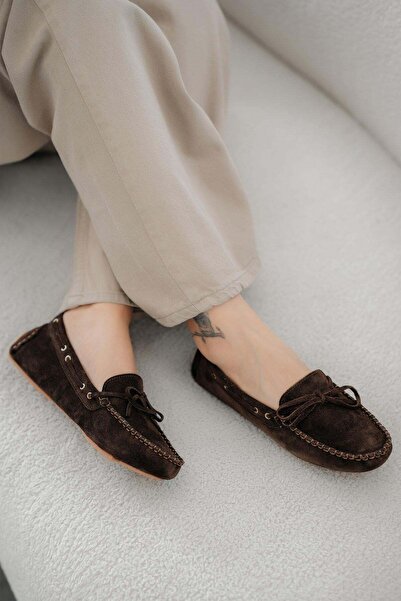 Parponi Alisa Women's Genuine Suede Leather Loafer Shoes Brown