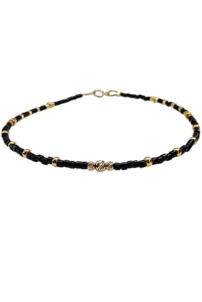 Zephyrs Bijoux Bratara Miyuki cu Bila Aur 2.5mm si 2 Bile Aur 14K Fatetat – I...