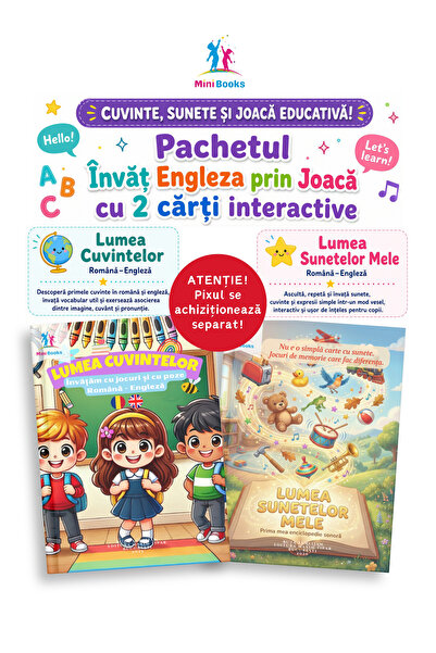 minibooks Pachetul Învăț Engleza prin Joacă cu 2 cărți interactive – Lumea Cu...