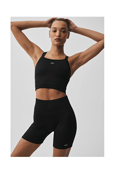 OEM Alo Yoga Airlift Ribbed Women's Black Sports Bra, Cropped Top Fitness Yog...