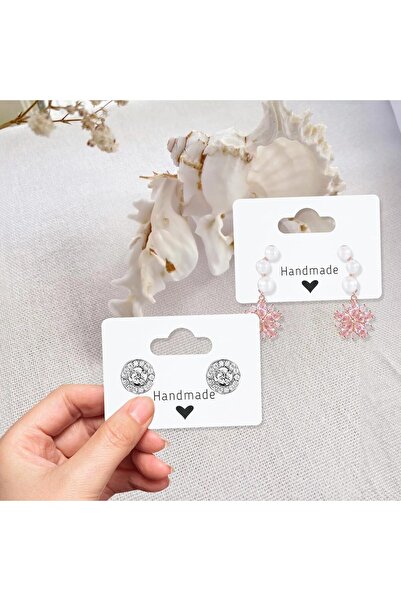 naturevo 100 Adet Handmade Küpe Kartı 5x3,5 cm 300 gr Kalın Karton Küpe Sergi...