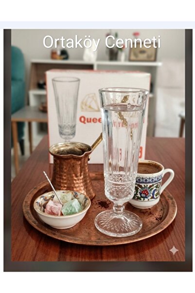 ORTAKÖYCENNETİ 6 Pcs Glass Footed Coffee Side Flute Glasses 100 Cc Volume 17 ...