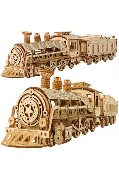 Ayawaska 3D puzzle steam locomotive and wagon, assembly without glue, 282 pie...