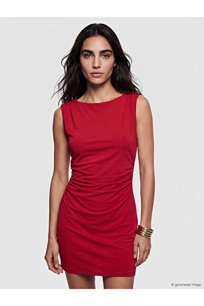 LC Waikiki Esvab • Modern & Distinctive Wide Roba Collar Gathered Crepe Mini ...