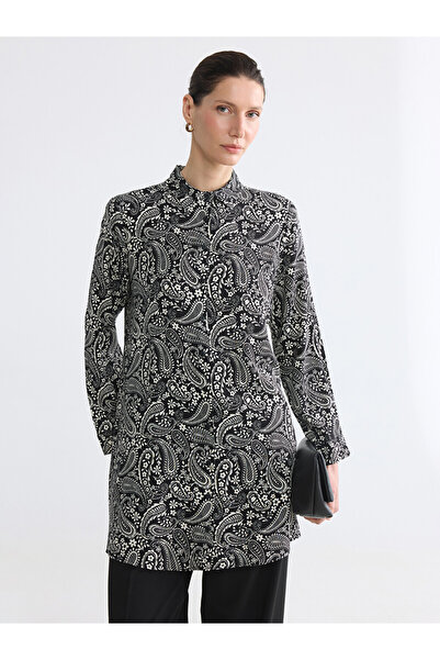 LC Waikiki Women's Black Patterned Shirt Tunic