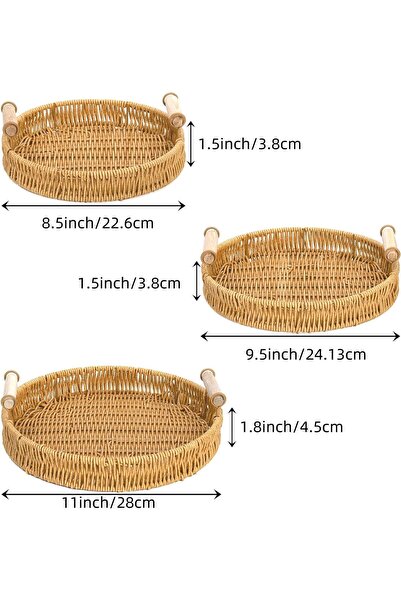 Generic Serving Tray, Large Bamboo Serving Tray with Handles Wood Serving Tra...