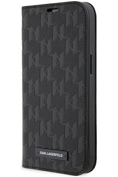 Karl Lagerfeld Saffiano Monogram Book Synthetic Leather Black (iPhone 14 Pro)...