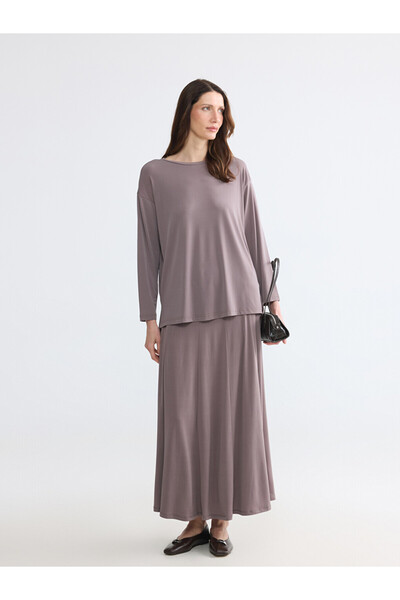 LC Waikiki Lcw Grace Brown Elastic Waist Skirt Pleated