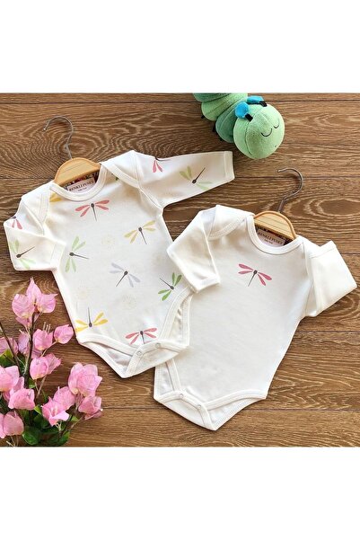 2-Piece Cotton Long-Sleeve Baby Bodysuit with Snaps Dragonfly