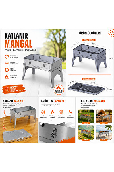 Saatci Makina SAATCİ PORTATİF MANGAL 32x52 cm