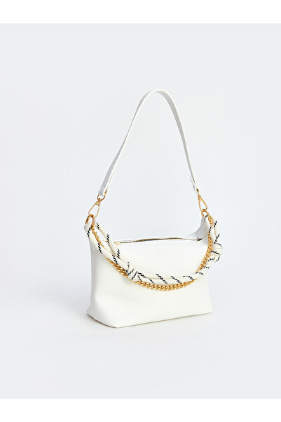 LC Waikiki White Chain Detailed Leather Look Women's Shoulder Bag