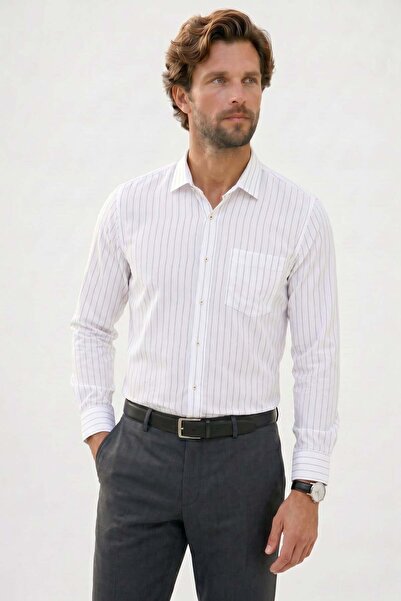 Tudors Men's Relax Fit Comfortable Cut Striped Pocketed Muslin Fabric Linen T...