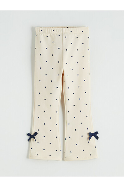 LC Waikiki Ecru Bow Detailed Girls' Spanish Style Leggings