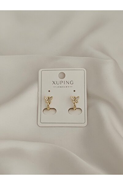 Zivazer Store Çocuk xuping 14k gold renk taşlı kelebekli küpe [1 cm boy]