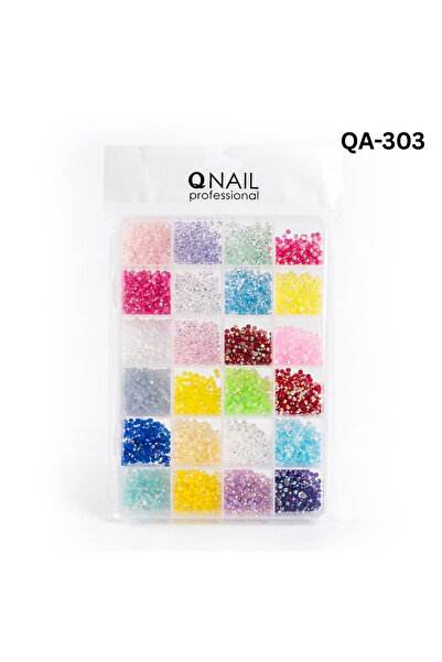 Genel Markalar 24 Bölmeli Renkli Tırnak Taşı Seti Nail Art Süsleme Boncukları...