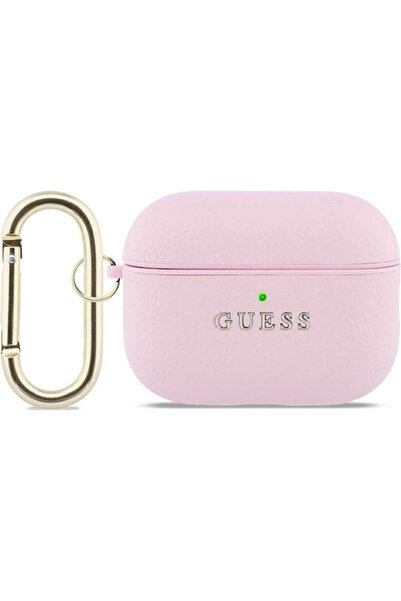 Guess Πλαστική θήκη με γάντζο σε ροζ χρώμα για Apple AirPods Pro 3
