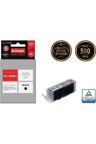 Active Συμβατό μελάνι για εκτυπωτές Jet Inkjet Canon PGI-550Bk 25ml Μαύρο